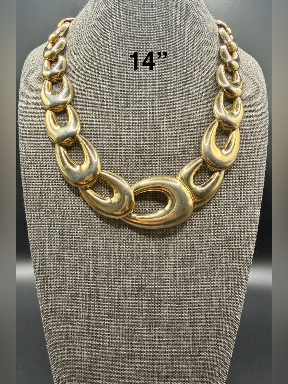 127. Unsigned Gold Link Statement Necklace